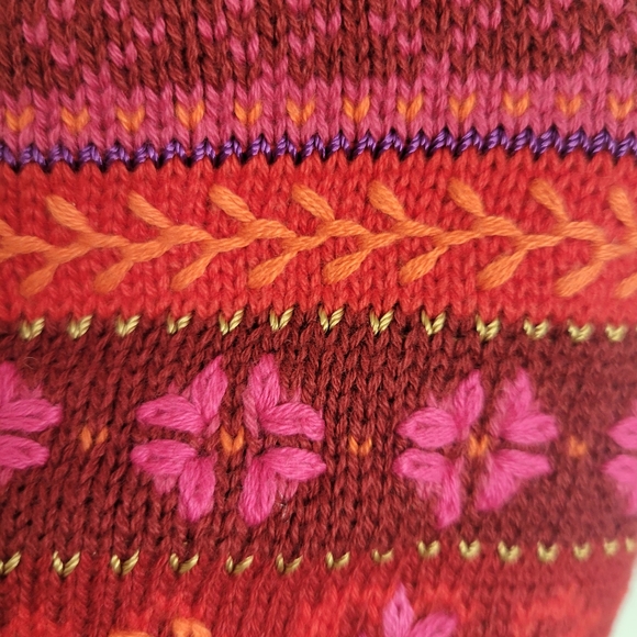 Vintage MFA Boston Christmas Knit SweaterCrochet Button CoversEmbroidered Border - Picture 6 of 11